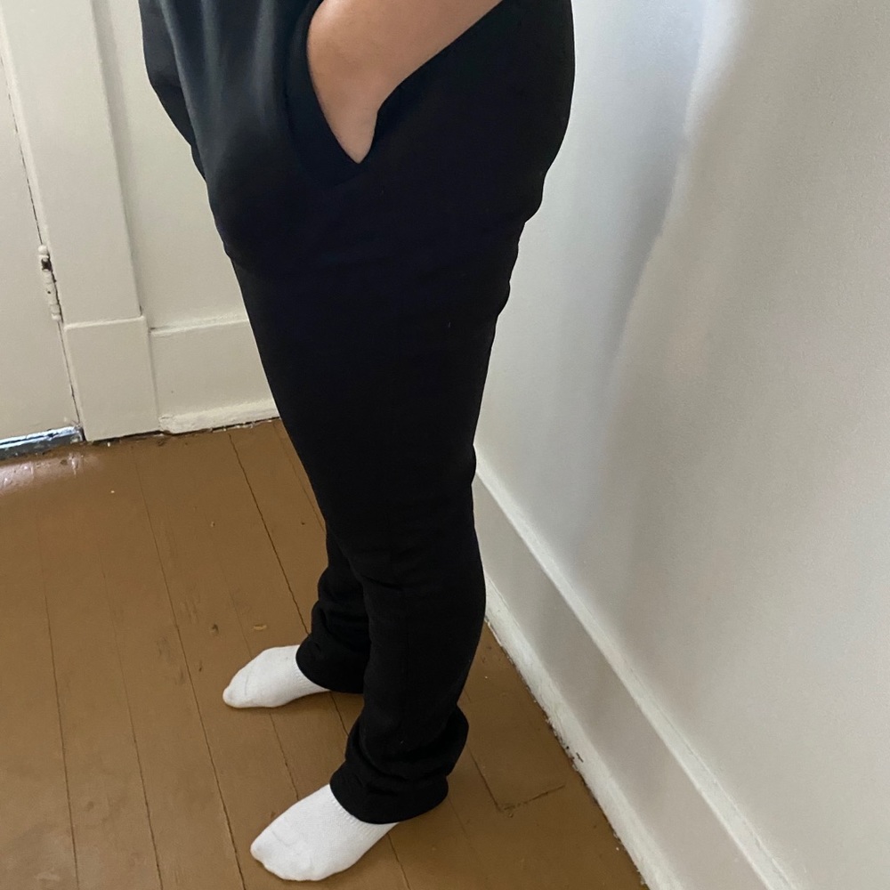 Black stacked sweatpants